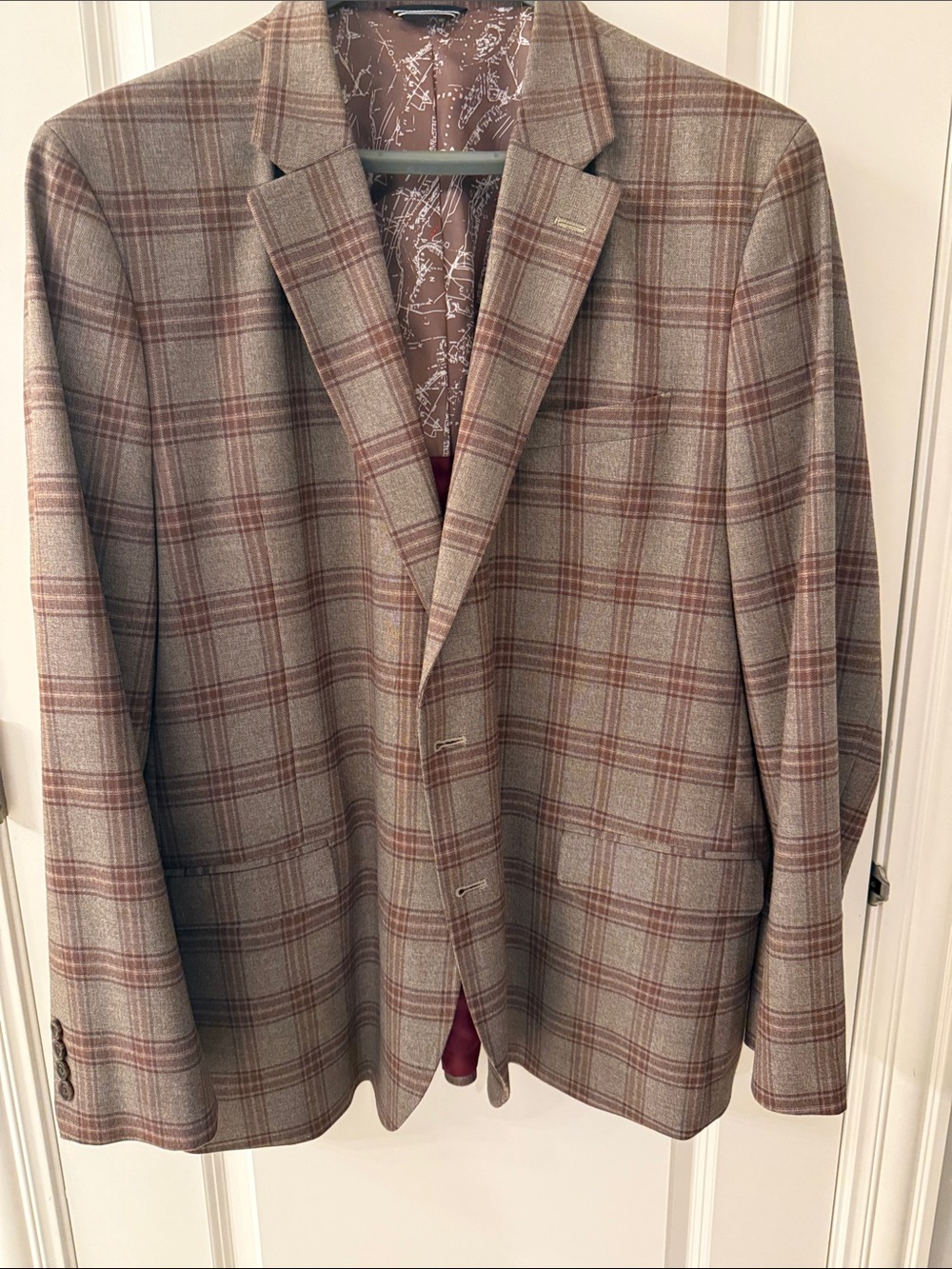 Nautica Brown and Taupe Plaid Sport Coat